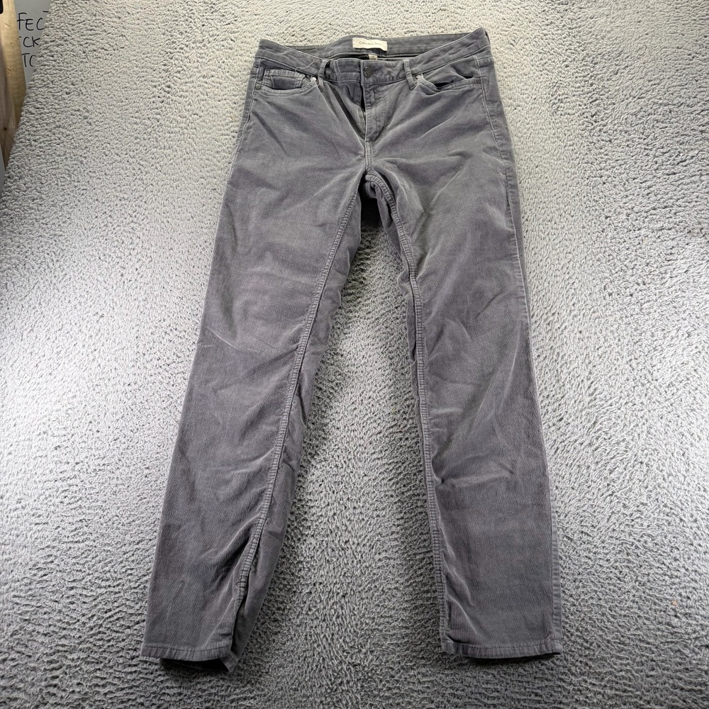 Calvin Klein Ultimate Pant Women 12 Gray Cotton Corduroy SkinnyWorkwear Stretch